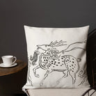 Japanese Deer - Taguchi Tomoki Black and White Pillow, Decorative Throw Pillow Black Line Stylized Deer Stag