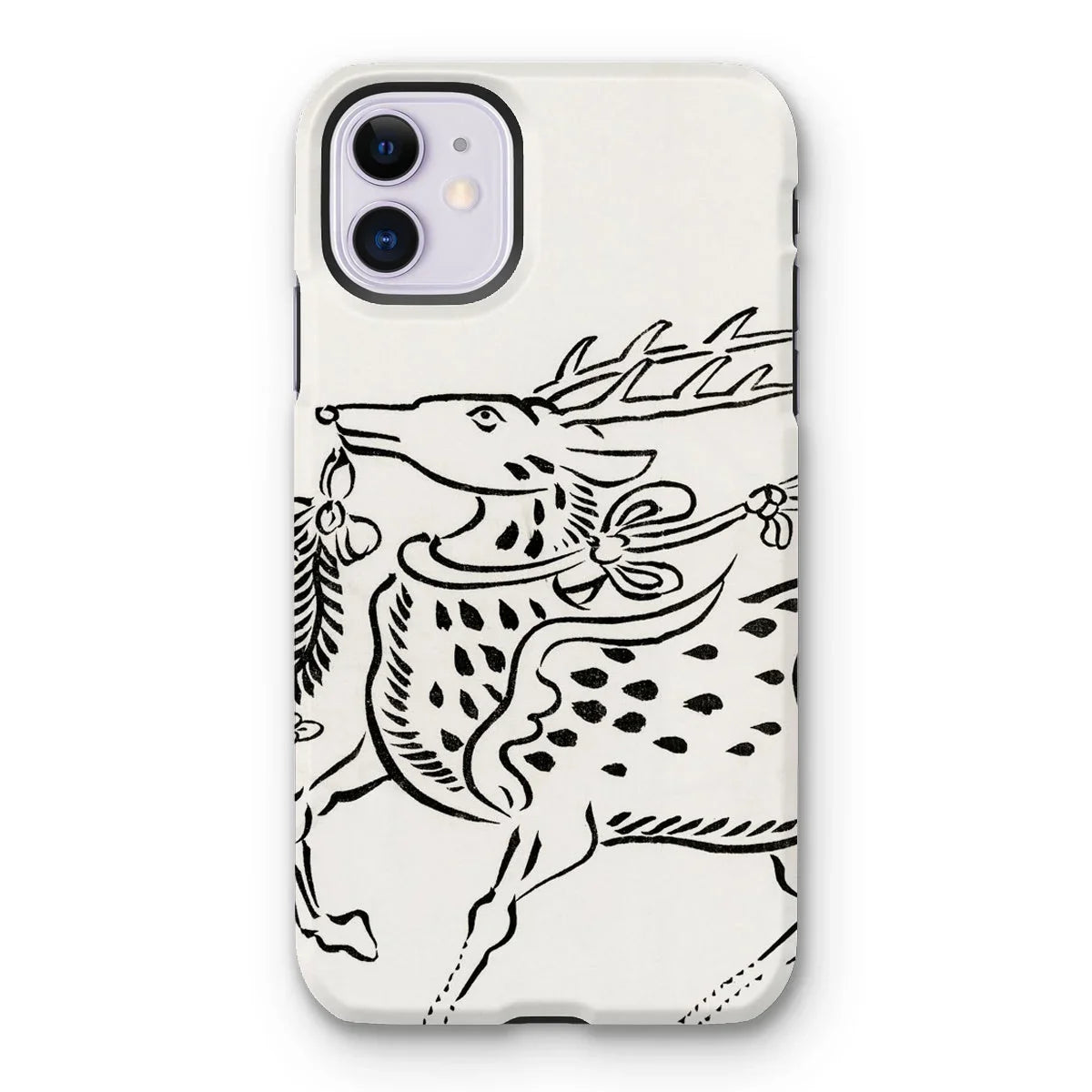 Japanese Deer - Taguchi Tomoki Edo Art Iphone Case, 11 / Matte, Iphone Case Black Line Stylized Deer Stag
