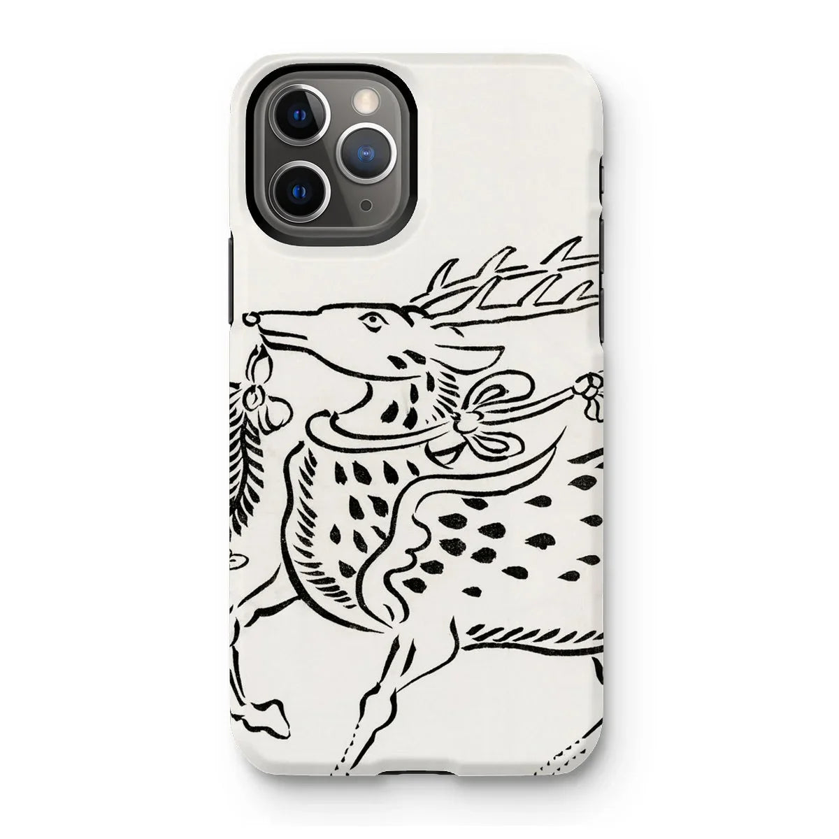 Japanese Deer - Taguchi Tomoki Edo Art Iphone Case, 11 Pro / Matte, Iphone Case Black Line Stylized Deer Stag Floral