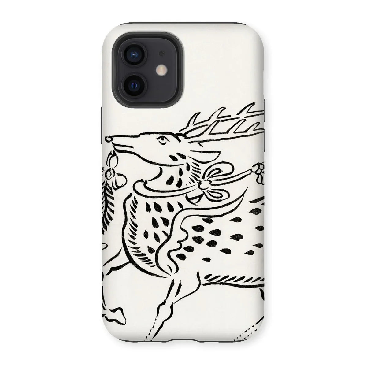 Japanese Deer - Taguchi Tomoki Edo Art Iphone Case, 12 / Matte, Iphone Case Black White Illustration Stylized Deer Stag