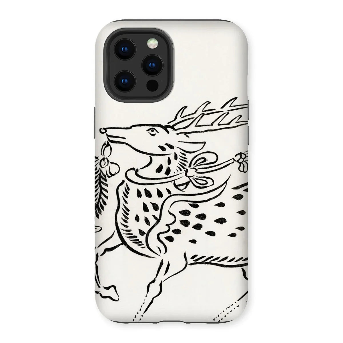 Japanese Deer - Taguchi Tomoki Edo Art Iphone Case, 12 Pro Max / Matte, Iphone Case Black White Illustration Stylized Deer Stag