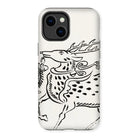 Japanese Deer - Taguchi Tomoki Edo Art Iphone Case, 14 Plus / Matte, Iphone Case Black White Illustration Stylized Deer Stag