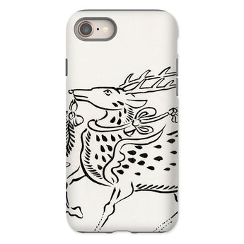Japanese Deer - Taguchi Tomoki Edo Art Iphone Case, 8 / Matte, Phone Case Black Line Stylized Deer Stag