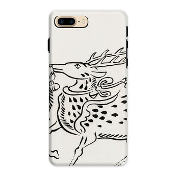Japanese Deer - Taguchi Tomoki Edo Art Iphone Case, 8 Plus / Matte, Phone Case Black Line Stylized Deer Stag