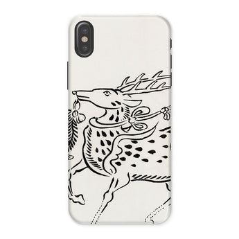 Japanese Deer - Taguchi Tomoki Edo Art Iphone Case, x / Matte, Phone Case Black White Sketch Stylized Deer Reindeer