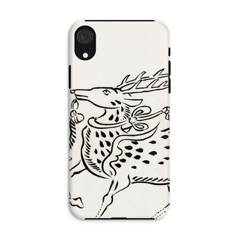 Japanese Deer - Taguchi Tomoki Edo Art Iphone Case, Xr / Matte, Phone Case Black White Illustration Deer Stag