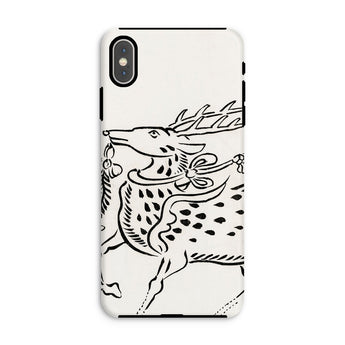 Japanese Deer - Taguchi Tomoki Edo Art Iphone Case, Xs Max / Matte, Phone Case Black White Illustration Stylized Reindeer Deer
