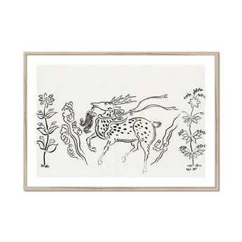 Japanese Deer - Taguchi Tomoki Fine Art Print, Spotted Horse Mane Tail Drawn Simple Black Lines