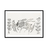 Japanese Deer - Taguchi Tomoki Fine Art Print, Spotted Horse Mane Tail Rendered Black Ink Brushstrokes