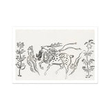 Japanese Deer - Taguchi Tomoki Fine Art Print, Spotted Horse Mane Tail Rendered Black Line Style