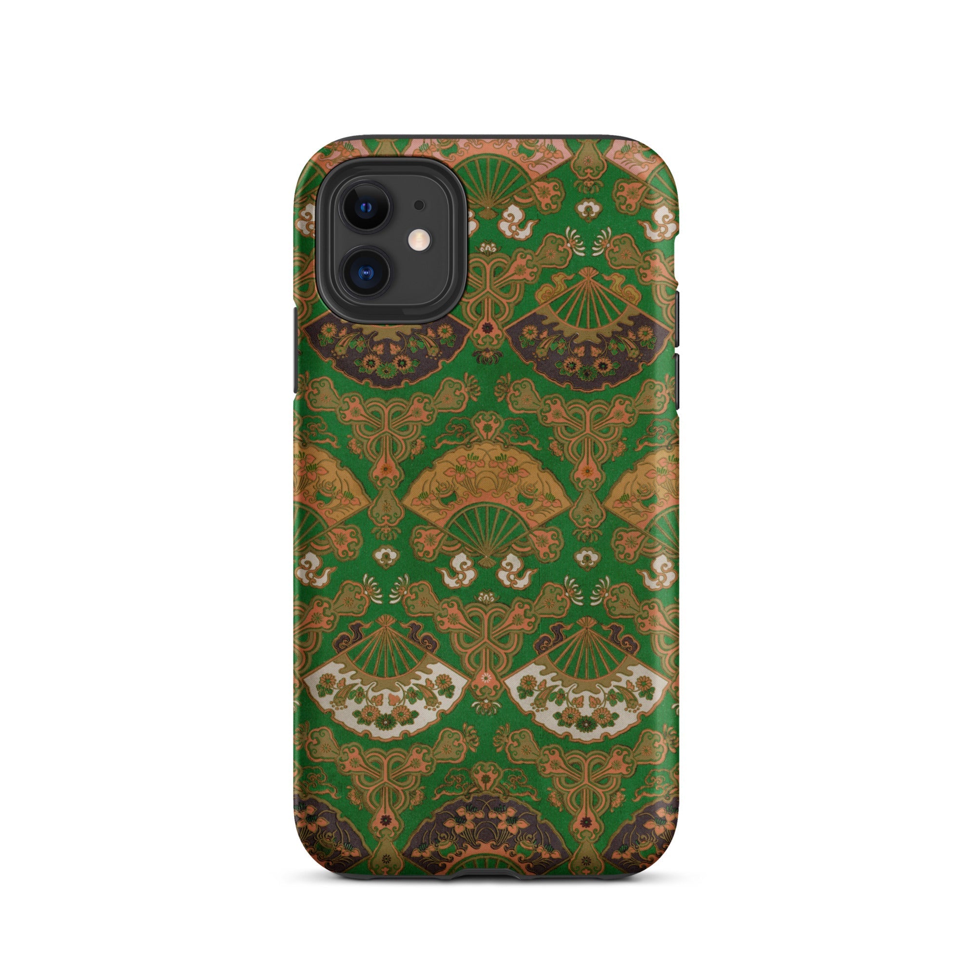 Japanese Fan Pattern - G.a. Audsley Iphone Case, 11 / Matte, Green Brown Patterned Phone Case