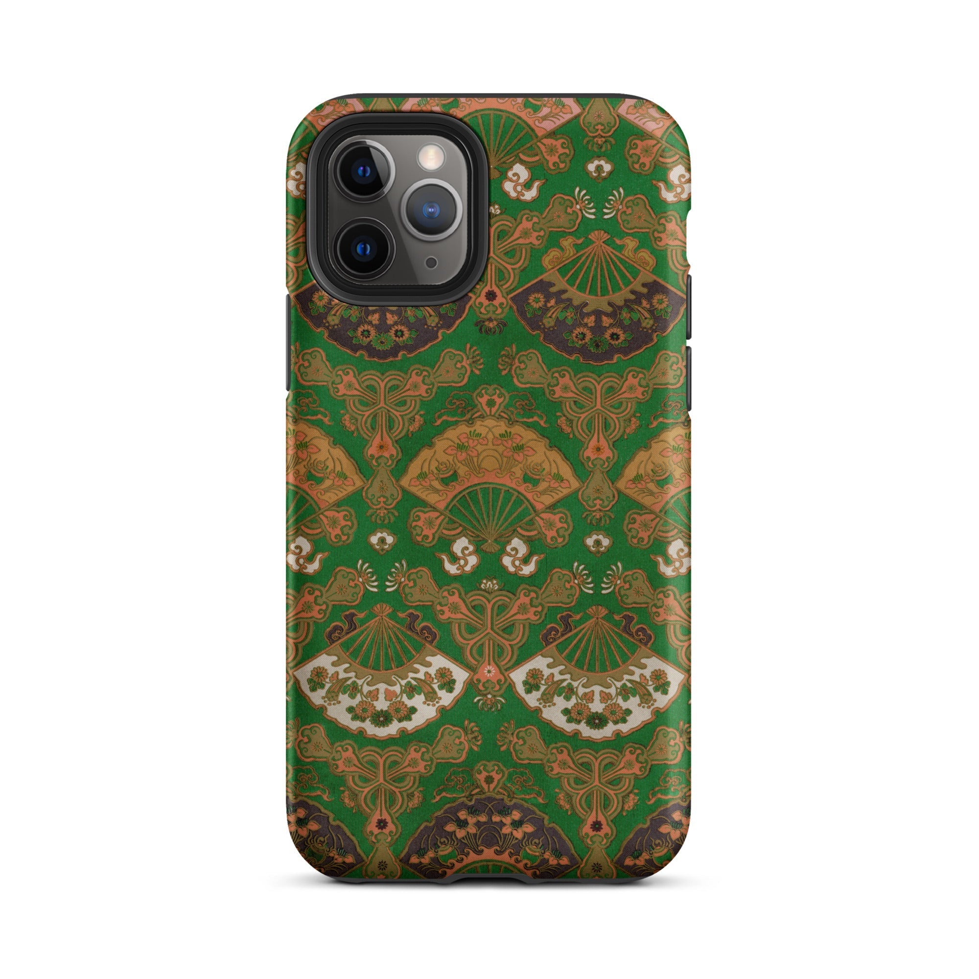 Japanese Fan Pattern - G.a. Audsley Iphone Case, 11 Pro / Matte, Green Patterned Phone Case