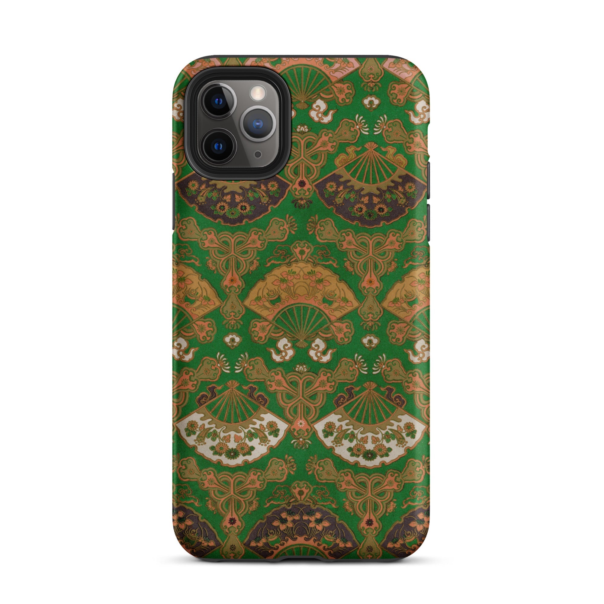 Japanese Fan Pattern - G.a. Audsley Iphone Case, 11 Pro Max / Matte, Green Brown Patterned Phone Case