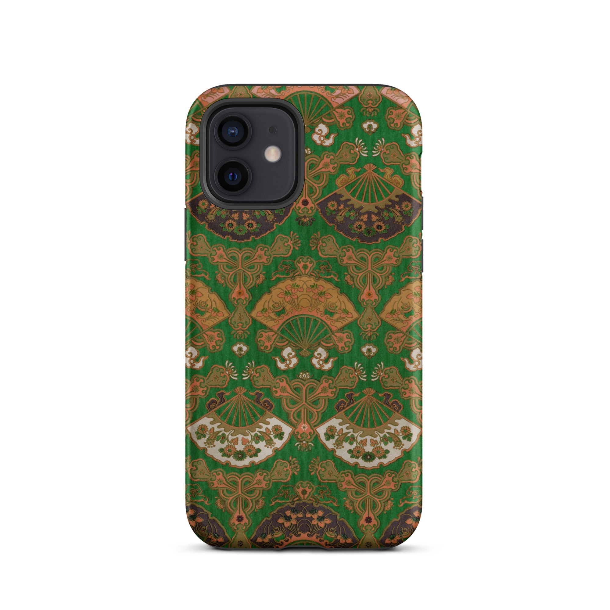 Japanese Fan Pattern - G.a. Audsley Iphone Case, 12 / Matte, Green Gold Patterned Phone Case