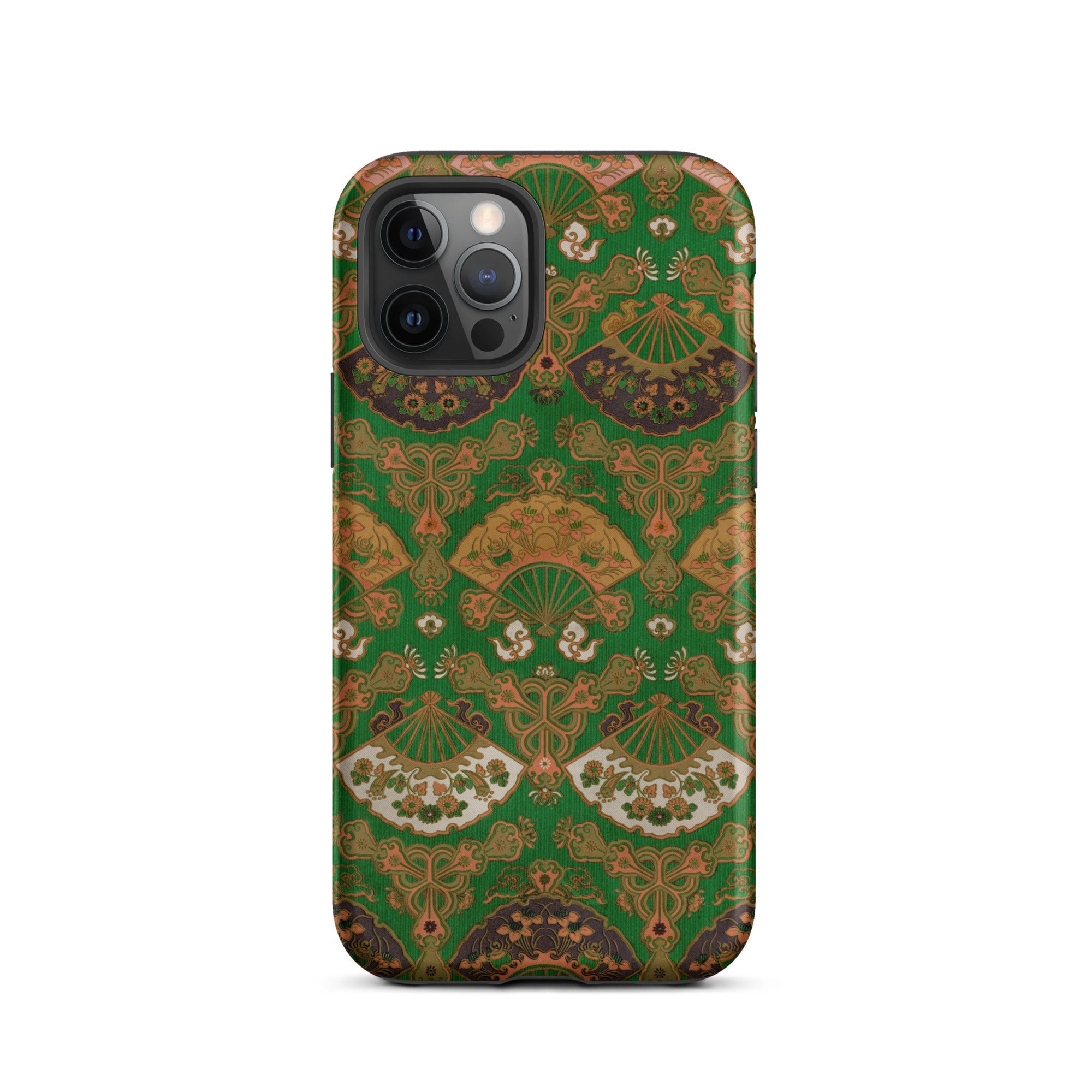 Japanese Fan Pattern - G.a. Audsley Iphone Case, 12 Pro / Matte, Green Patterned Phone Case