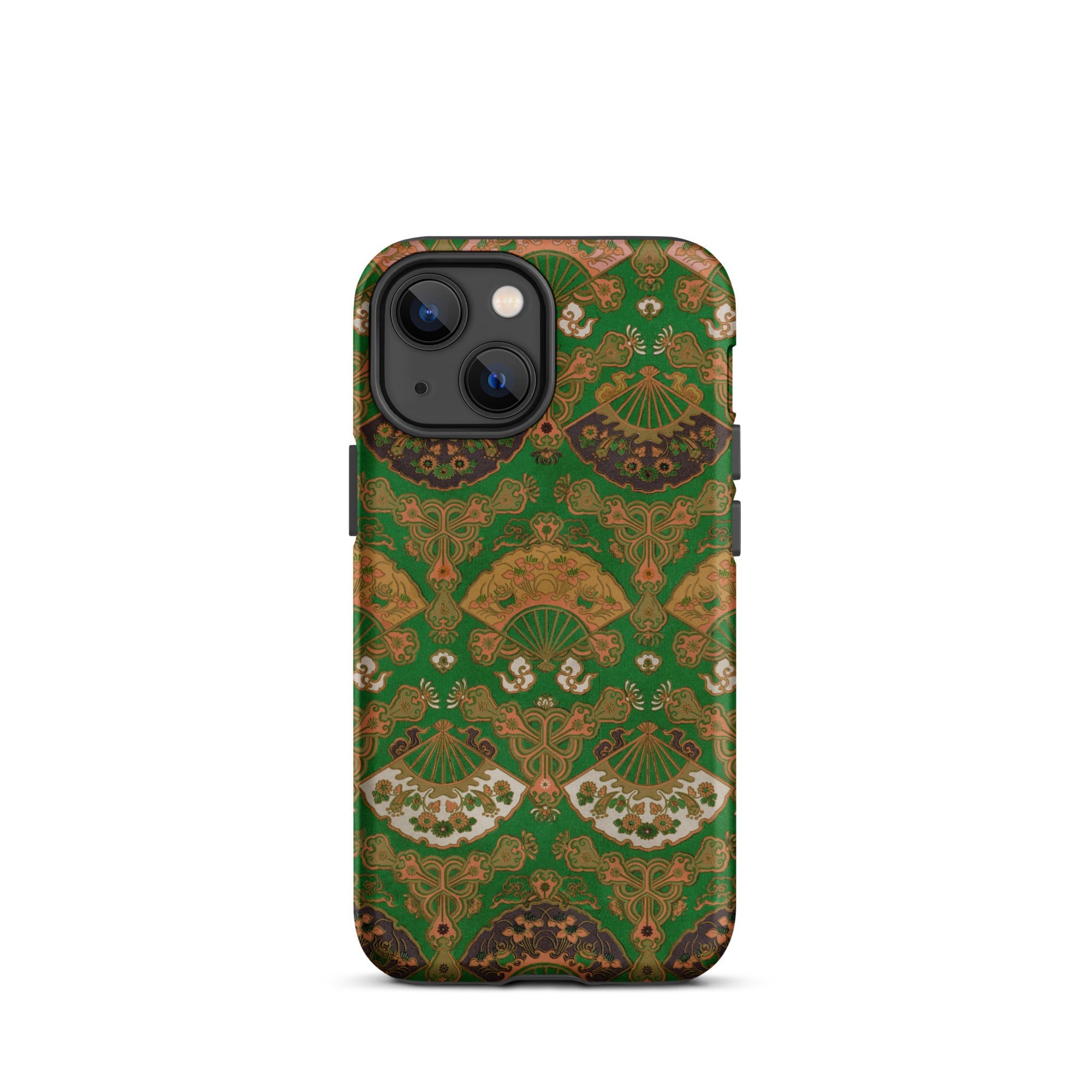 Japanese Fan Pattern - G.a. Audsley Iphone Case, 13 Mini / Matte, Green Brown Patterned Phone Case