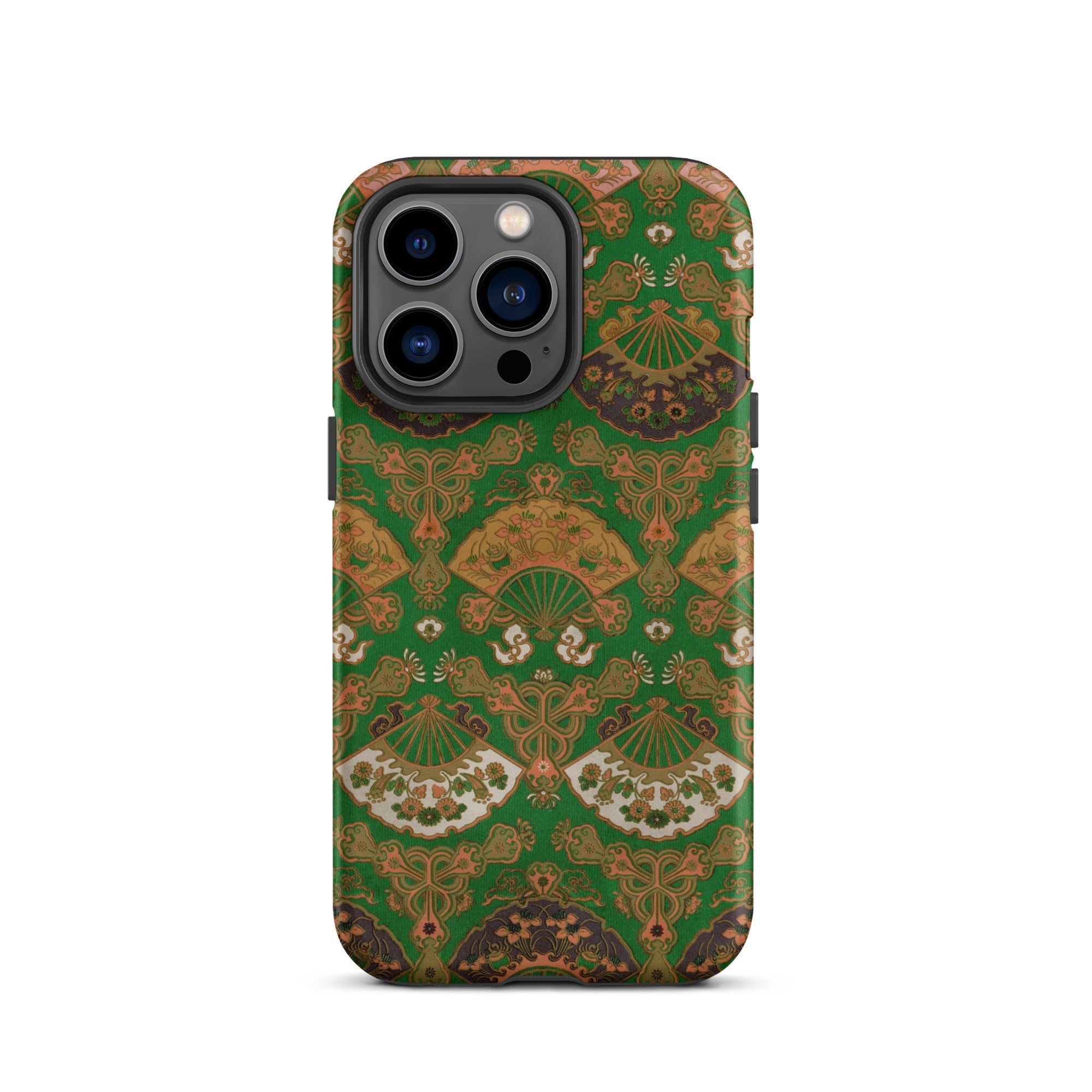 Japanese Fan Pattern - G.a. Audsley Iphone Case, 13 Pro / Matte, Green Brown Patterned Phone Case
