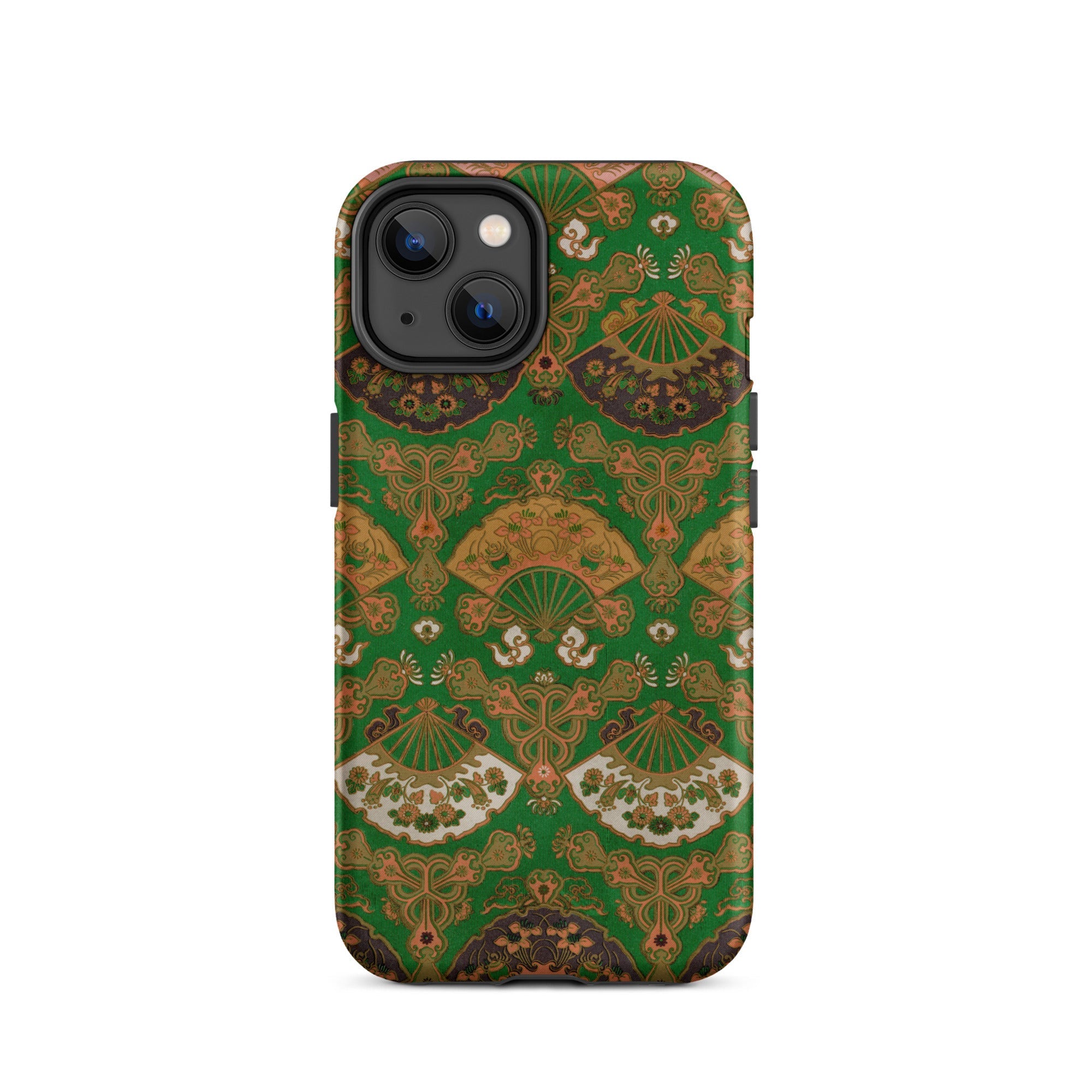 Japanese Fan Pattern - G.a. Audsley Iphone Case, 14 / Matte, Green Brown Patterned Phone Case