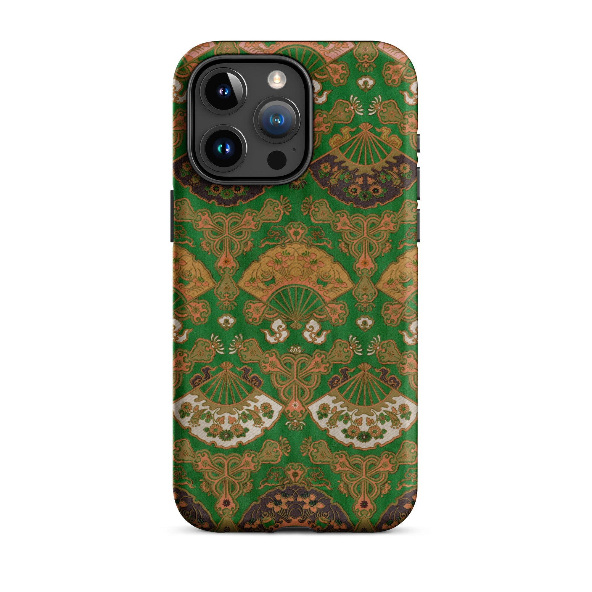 Japanese Fan Pattern - G.a. Audsley Iphone Case, 15 Pro Max / Matte, Green Patterned Phone Case