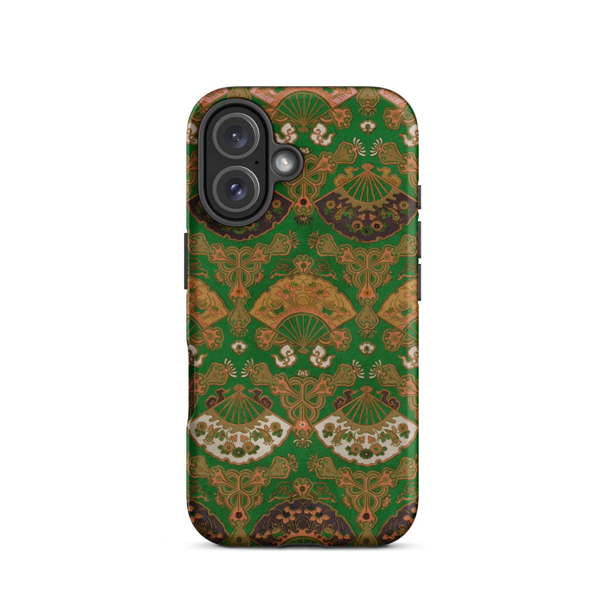 Japanese Fan Pattern - G.a. Audsley Iphone Case, 16 / Matte, Green Brown Patterned Phone Case