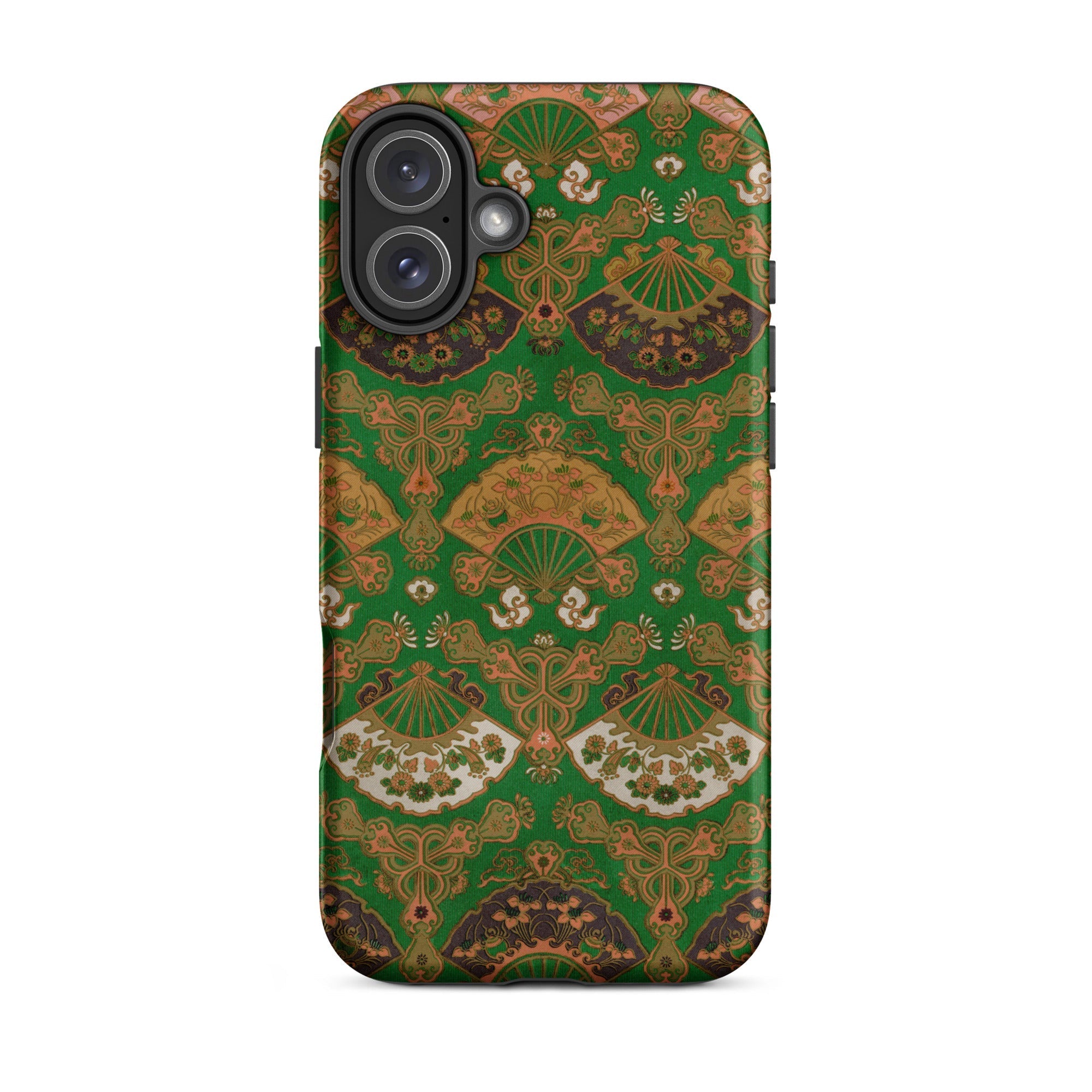 Japanese Fan Pattern - G.a. Audsley Iphone Case, 16 Plus / Matte, Green Phone Case Fan Pattern