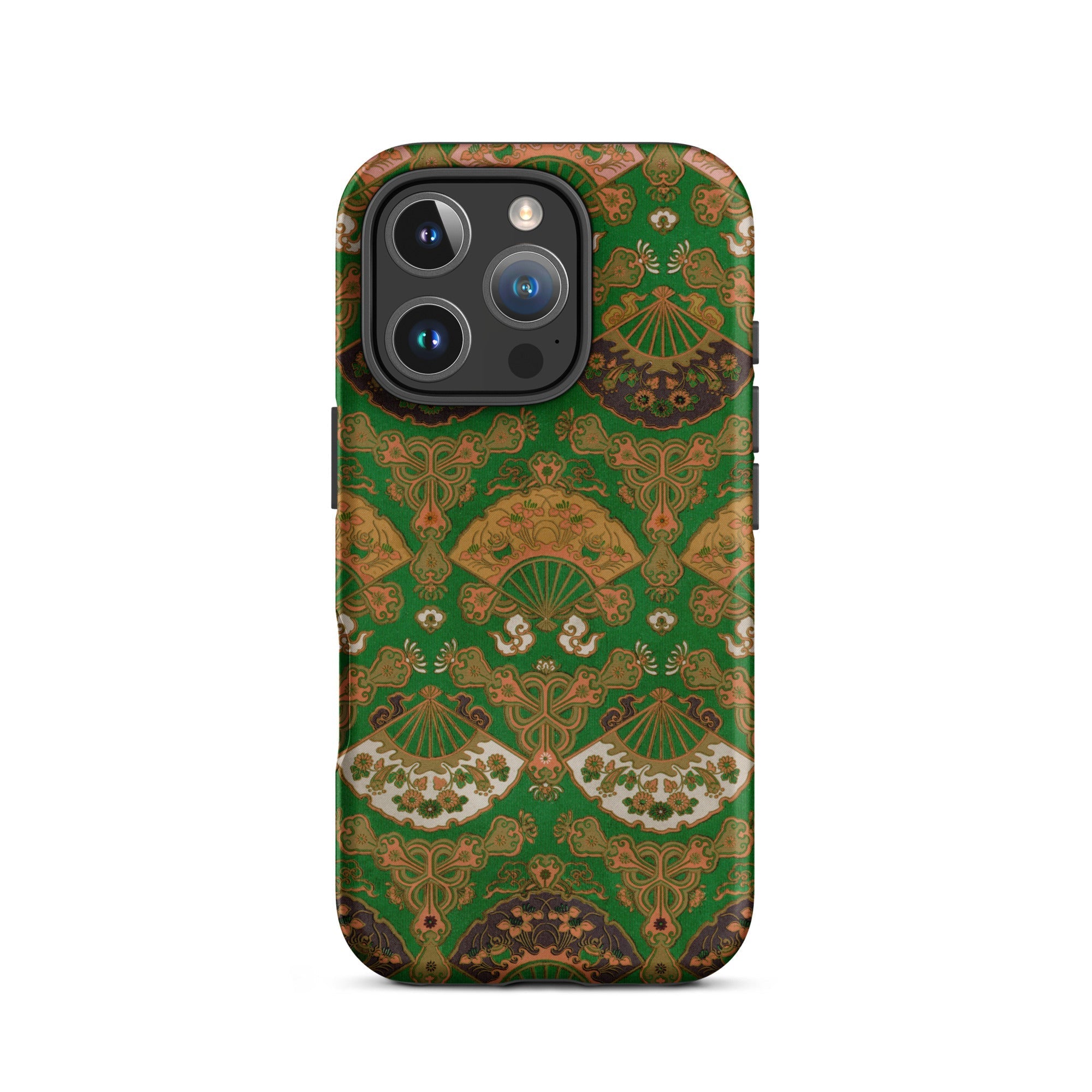 Japanese Fan Pattern - G.a. Audsley Iphone Case, 16 Pro / Matte, Green Brown Patterned Phone Case