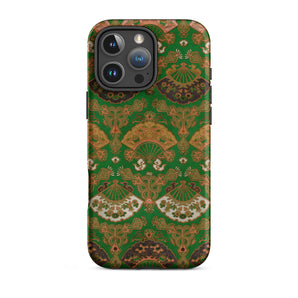 Japanese Fan Pattern - G.a. Audsley Iphone Case, 16 Pro Max / Matte, Green Phone Case Fan Pattern