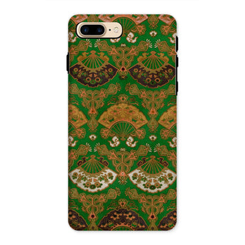 Japanese Fan Pattern - G.a. Audsley Iphone Case, 8 Plus / Matte, Decorative Phone Case Ornate Green Gold Victorian Fan