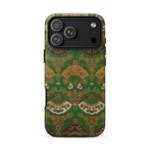 Japanese Fan Pattern - G.a. Audsley Iphone Case 17 Pro Max / Matte Green Gold Floral Patterned Phone Case Dual Camera Japanese Flower Fan,