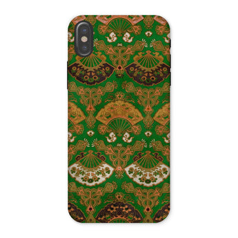 Japanese Fan Pattern - G.a. Audsley Iphone Case, x / Matte, Decorative Phone Case Ornate Green Gold Victorian Fan