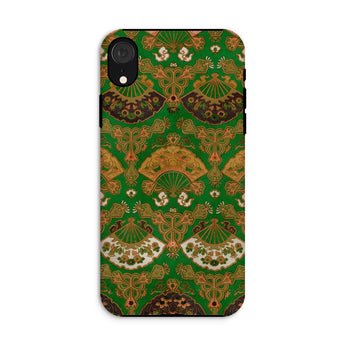 Japanese Fan Pattern - G.a. Audsley Iphone Case, Xr / Matte, Decorative Phone Case Ornate Green Gold Victorian-style Damask