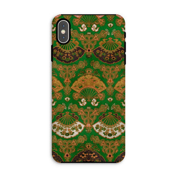 Japanese Fan Pattern - G.a. Audsley Iphone Case, Xs Max / Matte, Decorative Phone Case Ornate Green Gold Damask Pattern