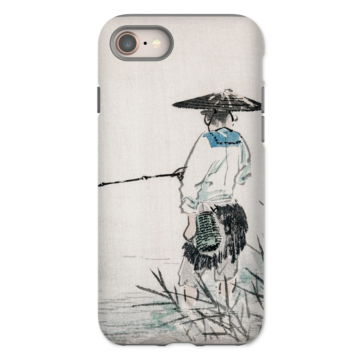 Japanese Fisherman Kōno Bairei Iphone Case, 8 / Matte, Phone Case Minimalist Sketch Person Traditional Asian Conical