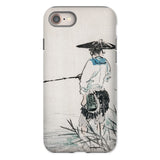 Japanese Fisherman - Kono Bairei Phone Case Phone Case Minimalist Sketch Person Traditional Asian Conical Kōno Bairei’s Masterful Woodblock