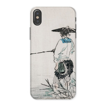 Japanese Fisherman - Kono Bairei Phone Case Phone Case Minimalist Ink Person Traditional Asian Conical Kōno Bairei’s Masterful Woodblock