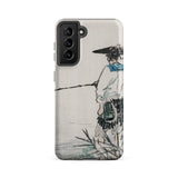 Japanese Fisherman - Kono Bairei Phone Case Minimalist Phone Case Traditional Ink-wash Painting Fisherman Wide-brimmed Kōno Bairei’s