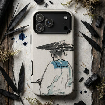 Japanese Fisherman - Kono Bairei Phone Case White Phone Case Minimalist Ink-wash Illustration Figure Traditional Kōno Bairei’s Masterful