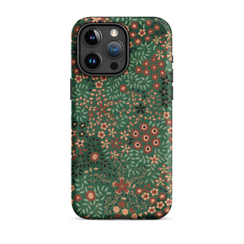 Japanese Floral Pattern - G.a. Audsley Phone Case Iphone 15 Pro Max / Matte Patterned, Olive-tinted Latticework Crawls Mobile Cases