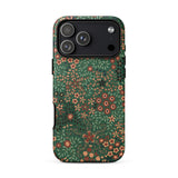 Japanese Floral Pattern - G.a. Audsley Phone Case Iphone 17 Pro Max / Matte Green Finish Dual Camera, Olive-tinted Latticework Crawls