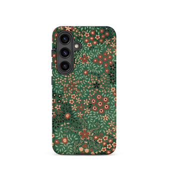 Japanese Floral Pattern - G.a. Audsley Phone Case Samsung Galaxy S24 / Matte Green Floral Phone Case Intricate Patterns Red Beige Audsley