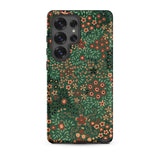 Japanese Floral Pattern - G.a. Audsley Phone Case Samsung Galaxy S25 Ultra / Matte Vibrant Green Phone Case Adorned Delicate Floral Pattern