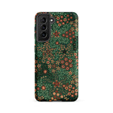 Japanese Floral Pattern - G.a. Audsley Phone Case Samsung Galaxy S21 Fe / Matte Dark Green Adorned Dense Orange Iphone, Olive-tinted