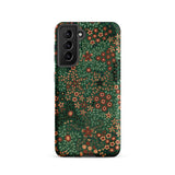 Japanese Floral Pattern - G.a. Audsley Phone Case Samsung Galaxy S21 / Matte Dark Green Adorned Dense Iphone, Olive-tinted Latticework