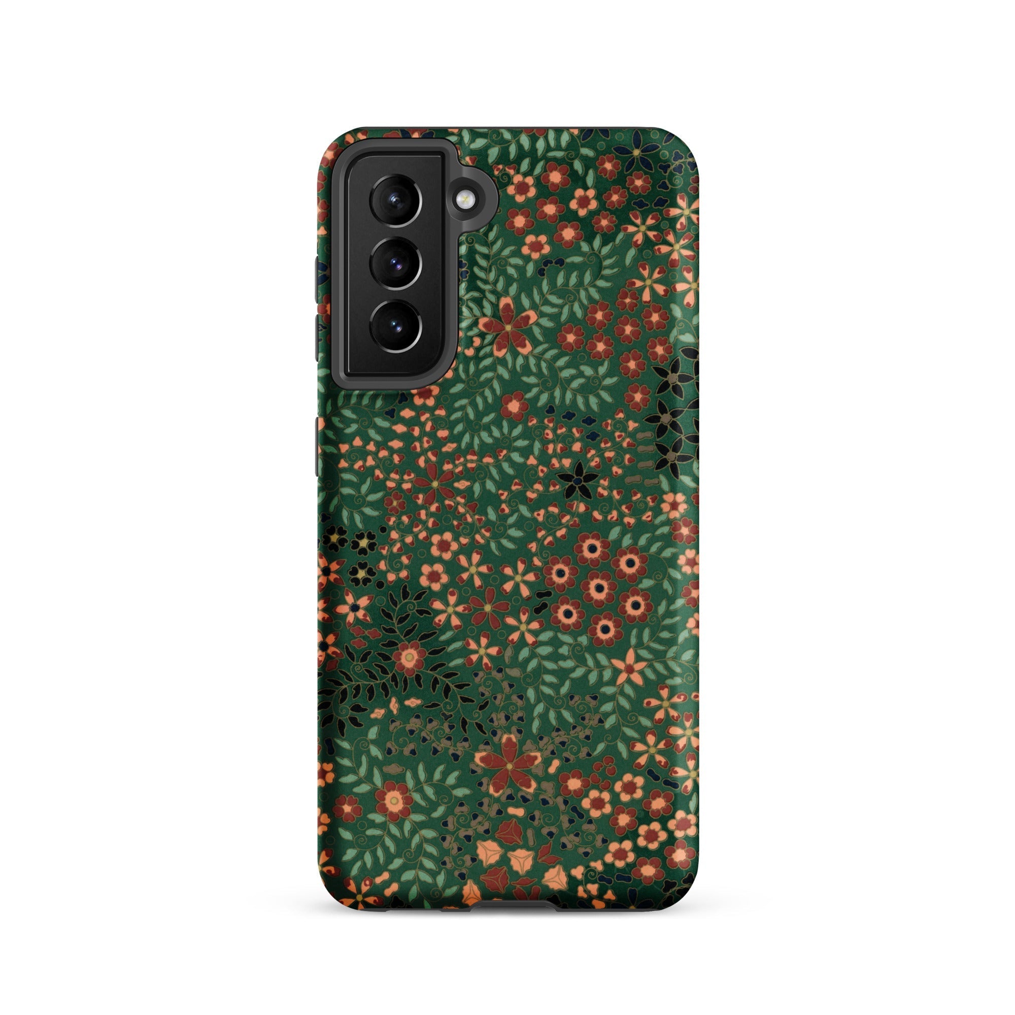 Japanese Floral Pattern G.a. Audsley Samsung Case, Galaxy S21 / Matte, Dark Green Smartphone Case Floral Pattern Shades Red