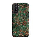 Japanese Floral Pattern G.a. Audsley Samsung Case, Galaxy S21 Plus / Matte, Smartphone Case Dark Green Background Pattern Flowers Leaves