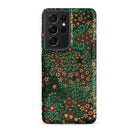 Japanese Floral Pattern G.a. Audsley Samsung Case, Galaxy S21 Ultra / Matte, Smartphone Case Dark Green Floral Pattern