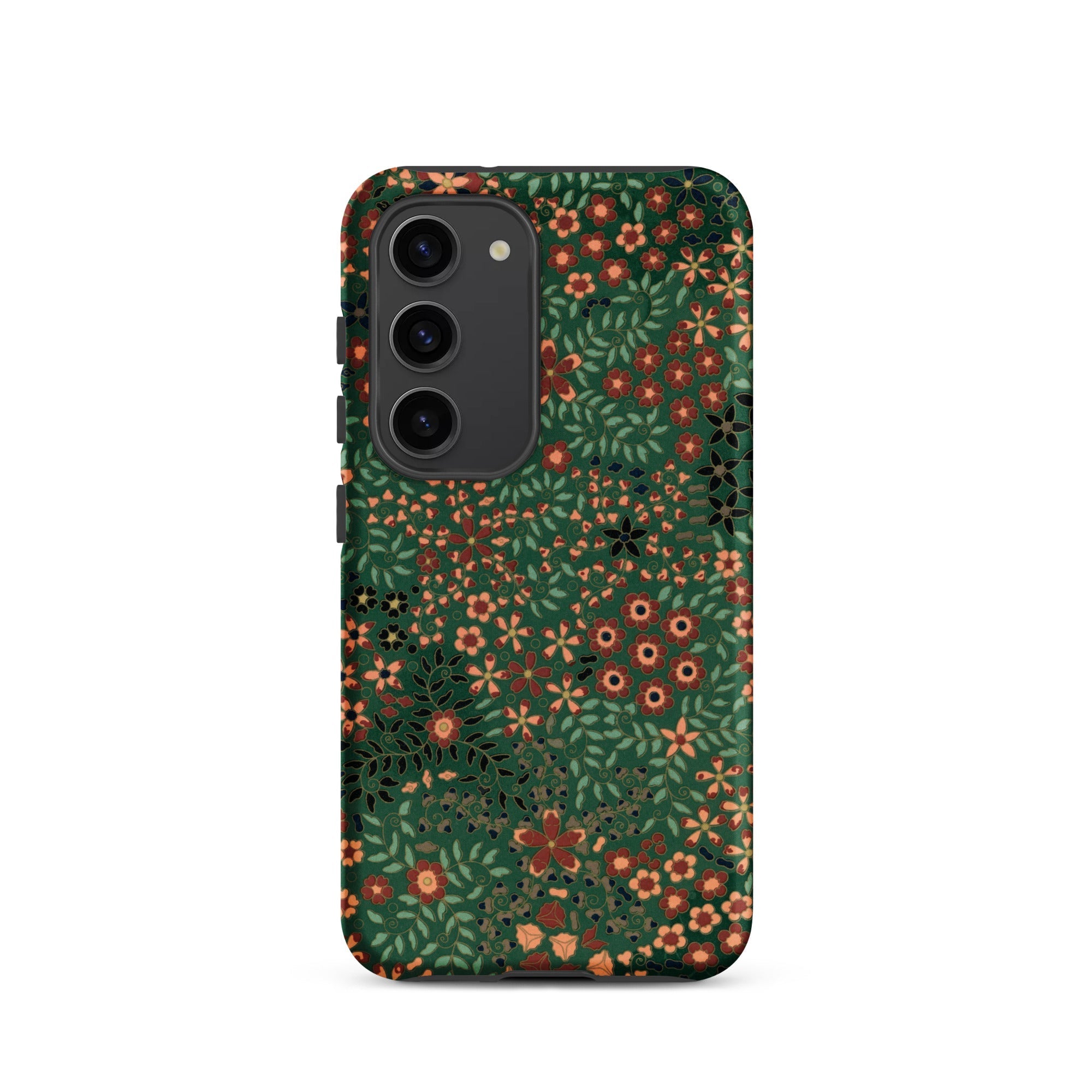 Japanese Floral Pattern G.a. Audsley Samsung Case, Galaxy S23 / Matte, Dark Green Smartphone Case Vibrant Floral Pattern