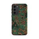 Japanese Floral Pattern G.a. Audsley Samsung Case, Galaxy S23 Plus / Matte, Smartphone Case Dark Green Base Vibrant Scattered Floral