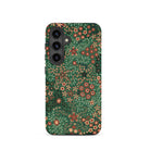 Japanese Floral Pattern G.a. Audsley Samsung Case, Galaxy S24 / Matte, Dark Green Smartphone Case Vibrant Floral Pattern