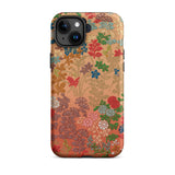 Japanese Flower Fan Pattern 1 - G.a. Audsley Phone Case Iphone 15 Plus / Matte Floral Patterned Twilight Meadow Unfurls, Mobile Cases